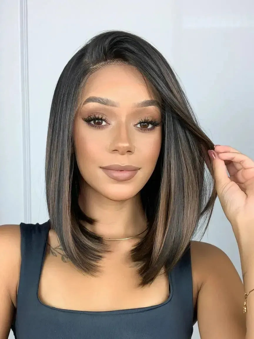 Lace Front Tela HD Lovenna Castanho com Mechas N2/30 - Repartição Livre 13x4