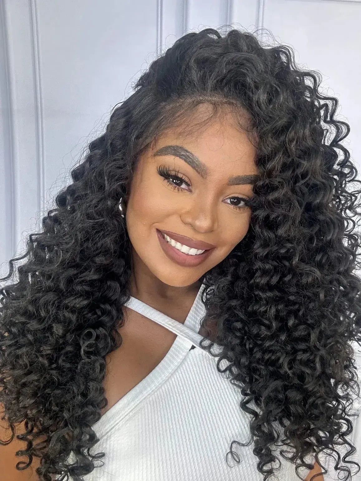 Lace Front Tela HD Sedelia Castanho Cacheada Repartição Livre 13x4