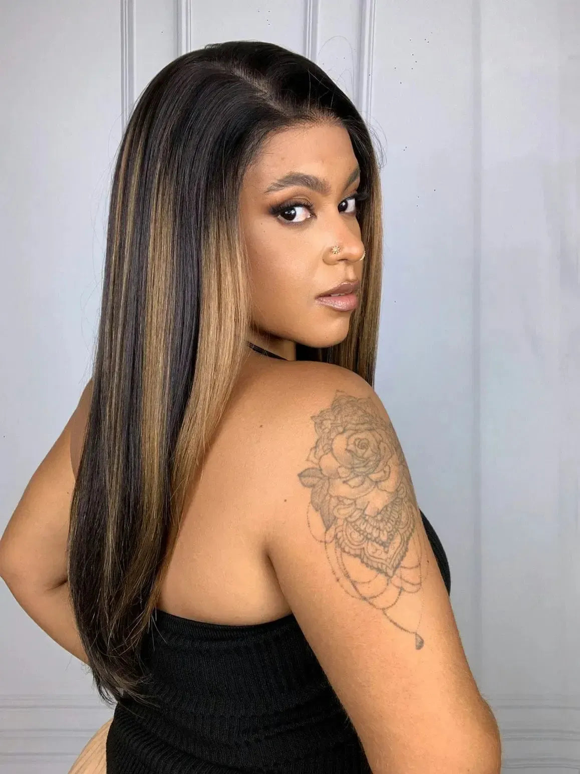 Lace Front Tela HD Sonia Castanha Luzes TF2 Repartição Livre 13x6