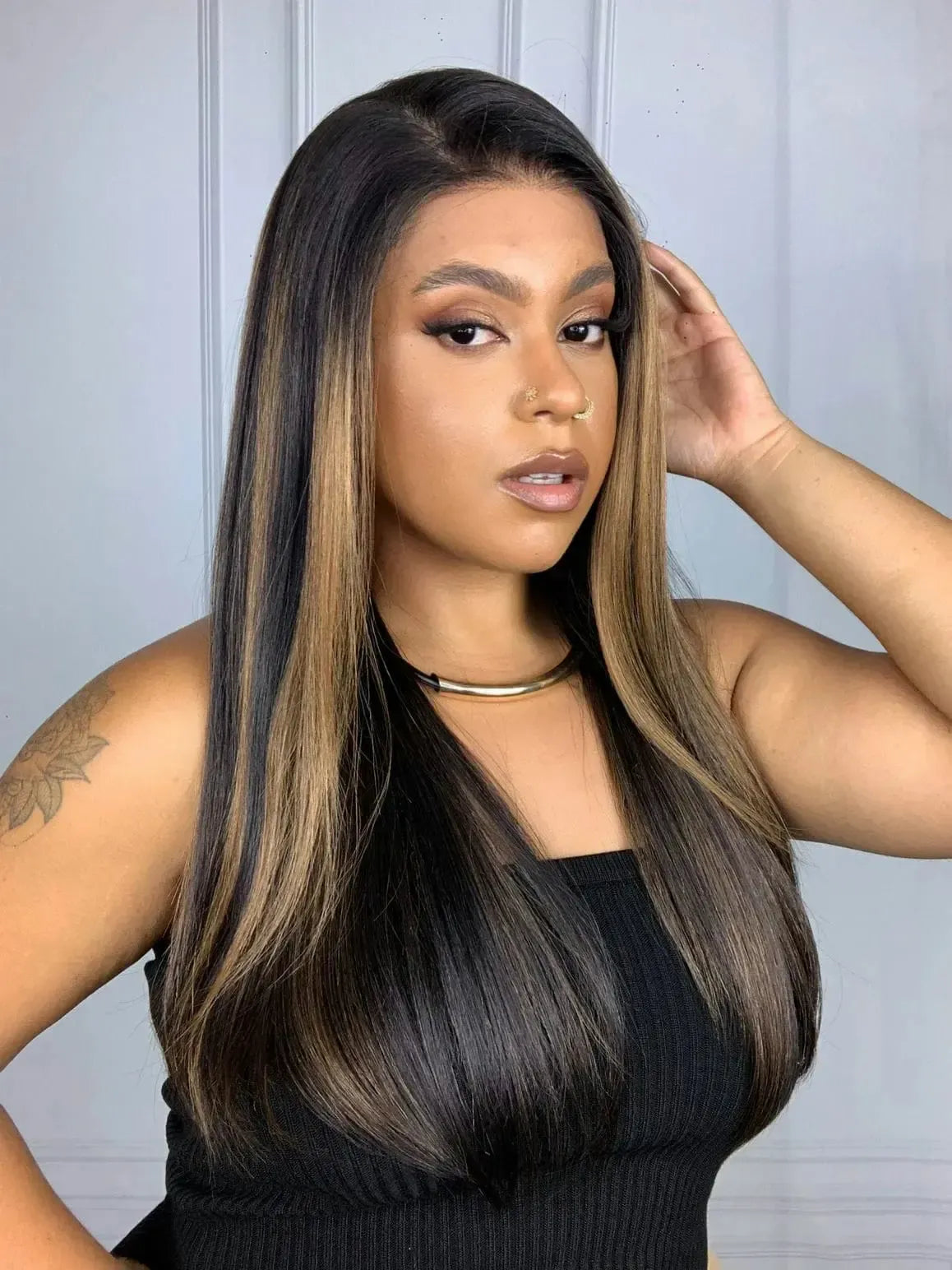 Lace Front Tela HD Sonia Castanha Luzes TF2 Repartição Livre 13x6