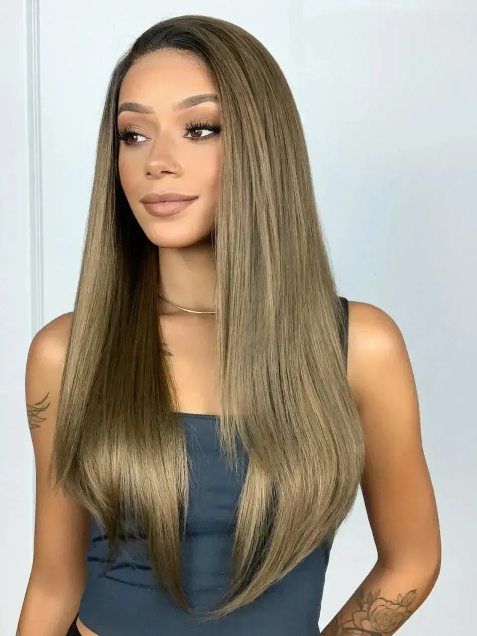 Lace Front Tela HD Sonia Castanho 12D Repartição Livre 13x6