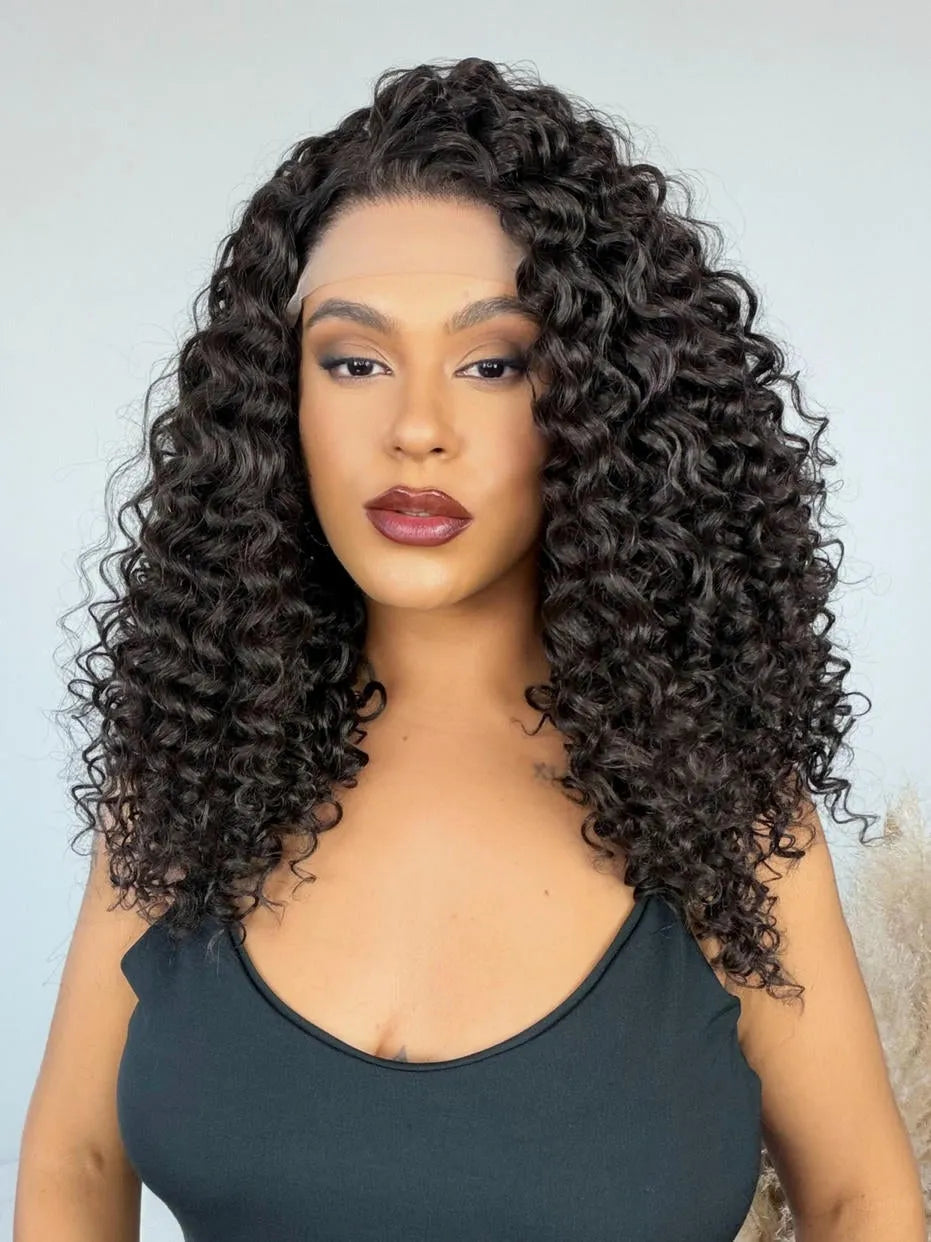 Lace Front Tela HD Valeria Castanho 4 Cacheada - Repartição Livre 13x4
