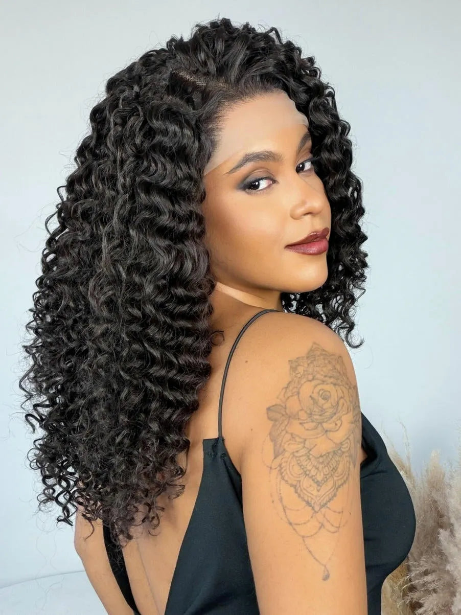 Lace Front Tela HD Valeria Castanho 4 Cacheada - Repartição Livre 13x4