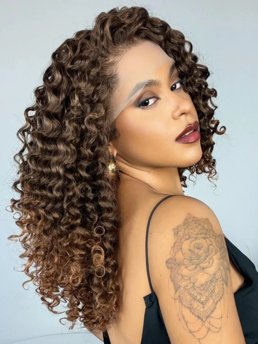 Lace Front Tela HD Valeria Castanho T2/30 Cacheada - Repartição Livre 13x4