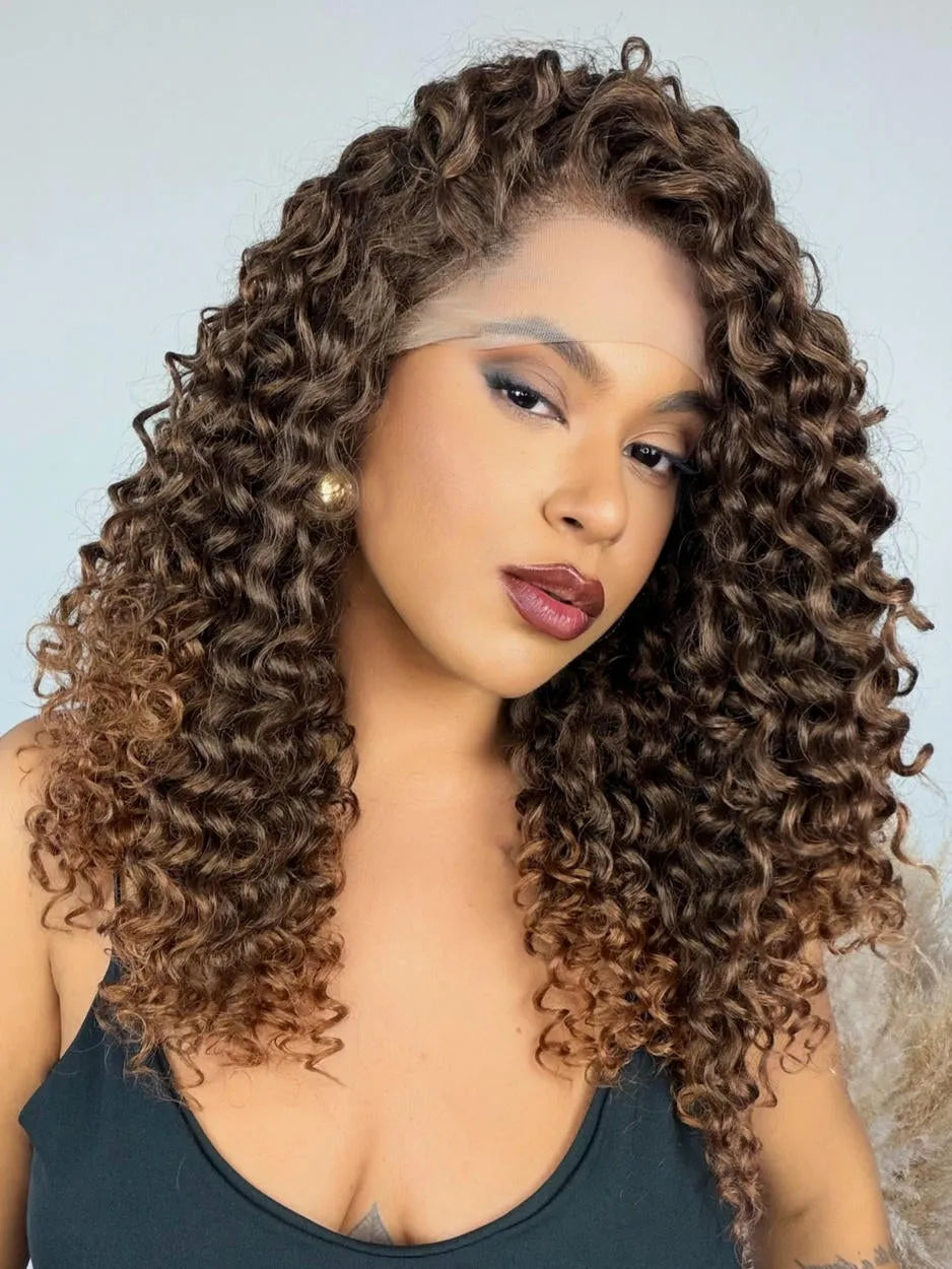 Lace Front Tela HD Valeria Castanho T2/30 Cacheada - Repartição Livre 13x4