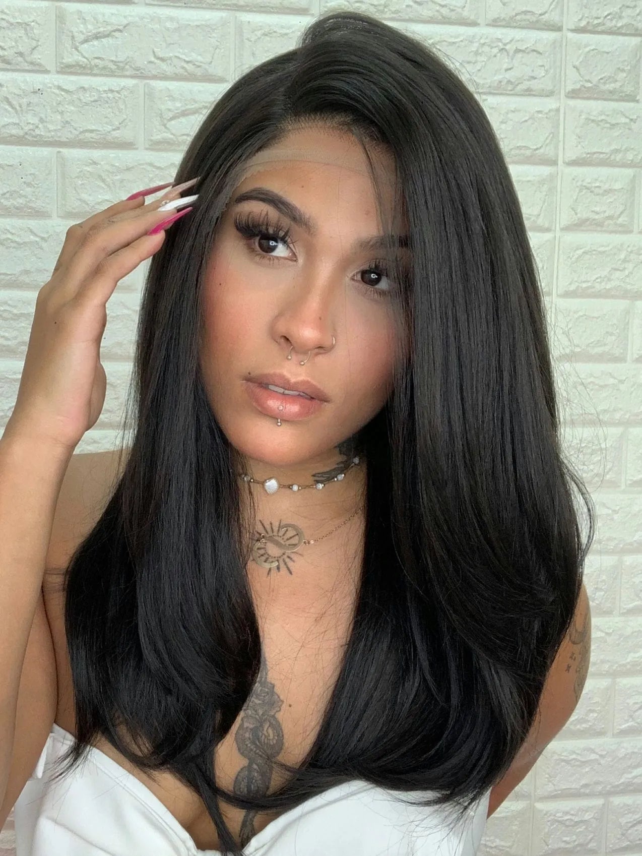 Lace Front Tela HD Vinia Castanho Escuro - Repartição Livre 13x4