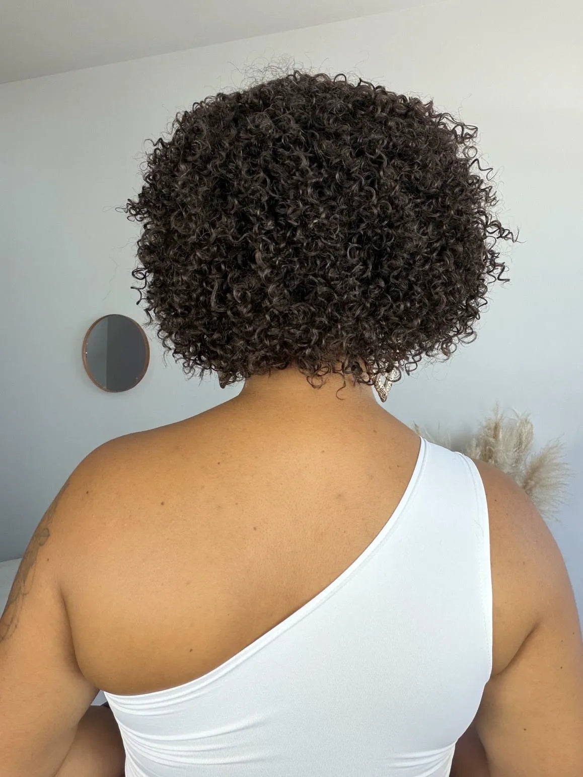 Peruca Cabelo Humano Lorena Cacheada Castanho Escuro