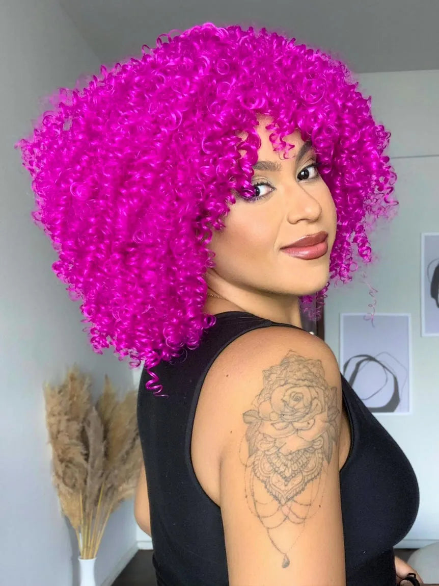 Peruca Dandara Cacheada Rosa Pink 45 cm