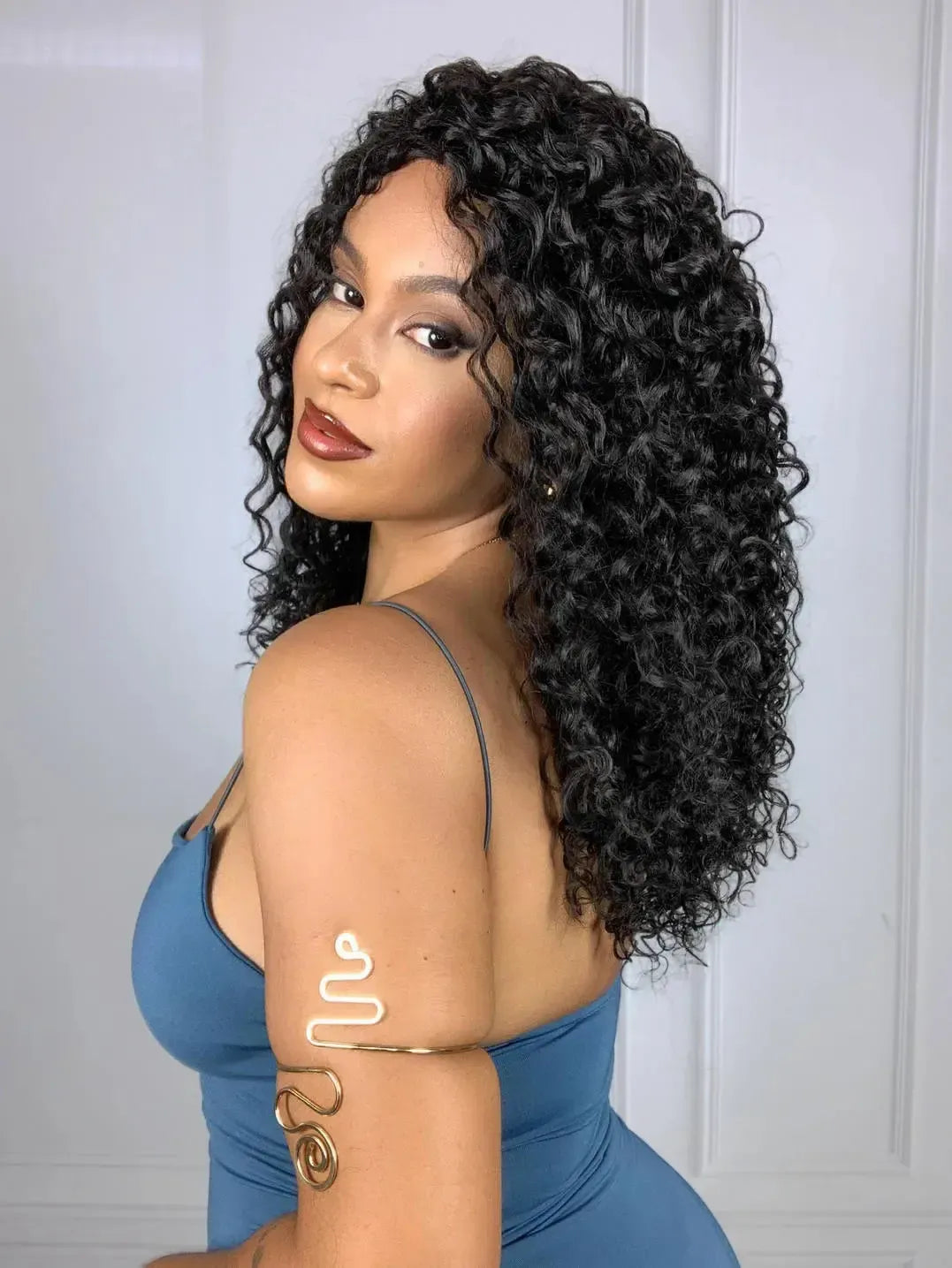 Peruca Felina Bio Fibra Castanho Escuro Cacheada