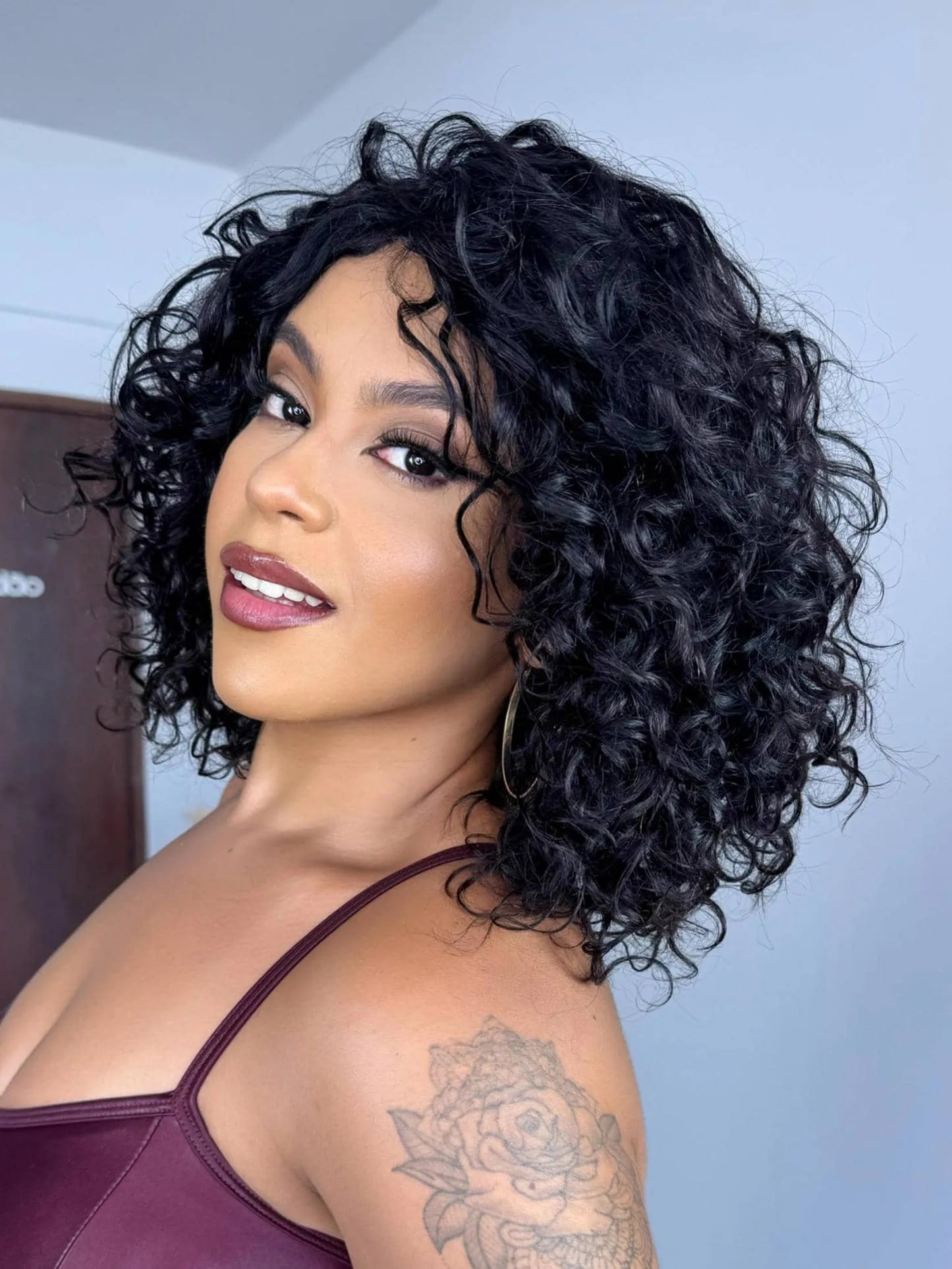 Peruca Humana Mariza Cacheada Castanho Escuro