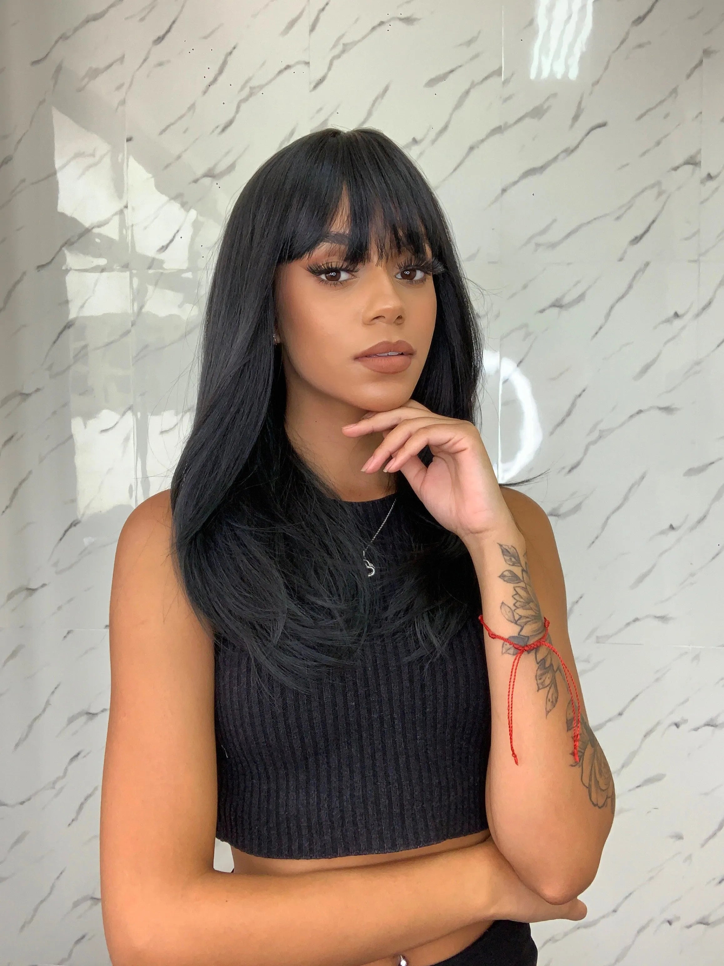 Peruca Isa Preta com Franja (Premium)