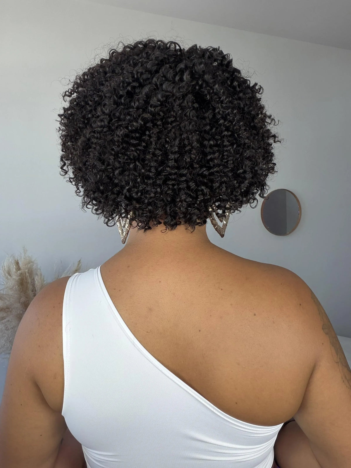 Peruca Maria Cabelo Humano Cacheada Castanho Escuro
