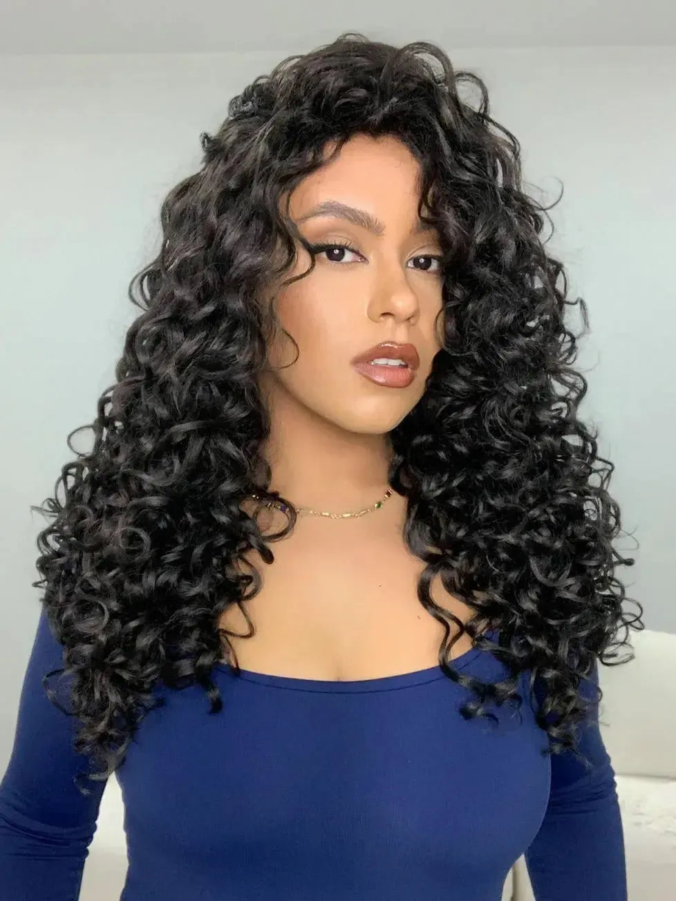 Peruca Wig Baya Castanho Escuro Cacheada