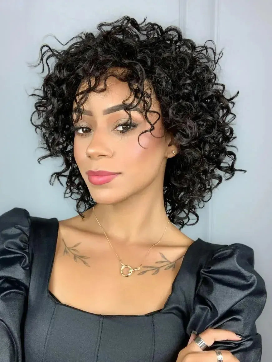 Peruca Wig Humana Irene Preta Cacheada
