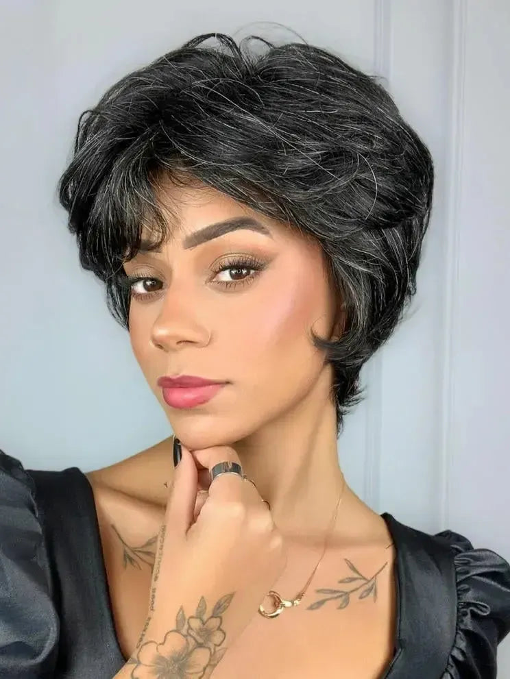 Peruca Wig Humana Iris Grisalha