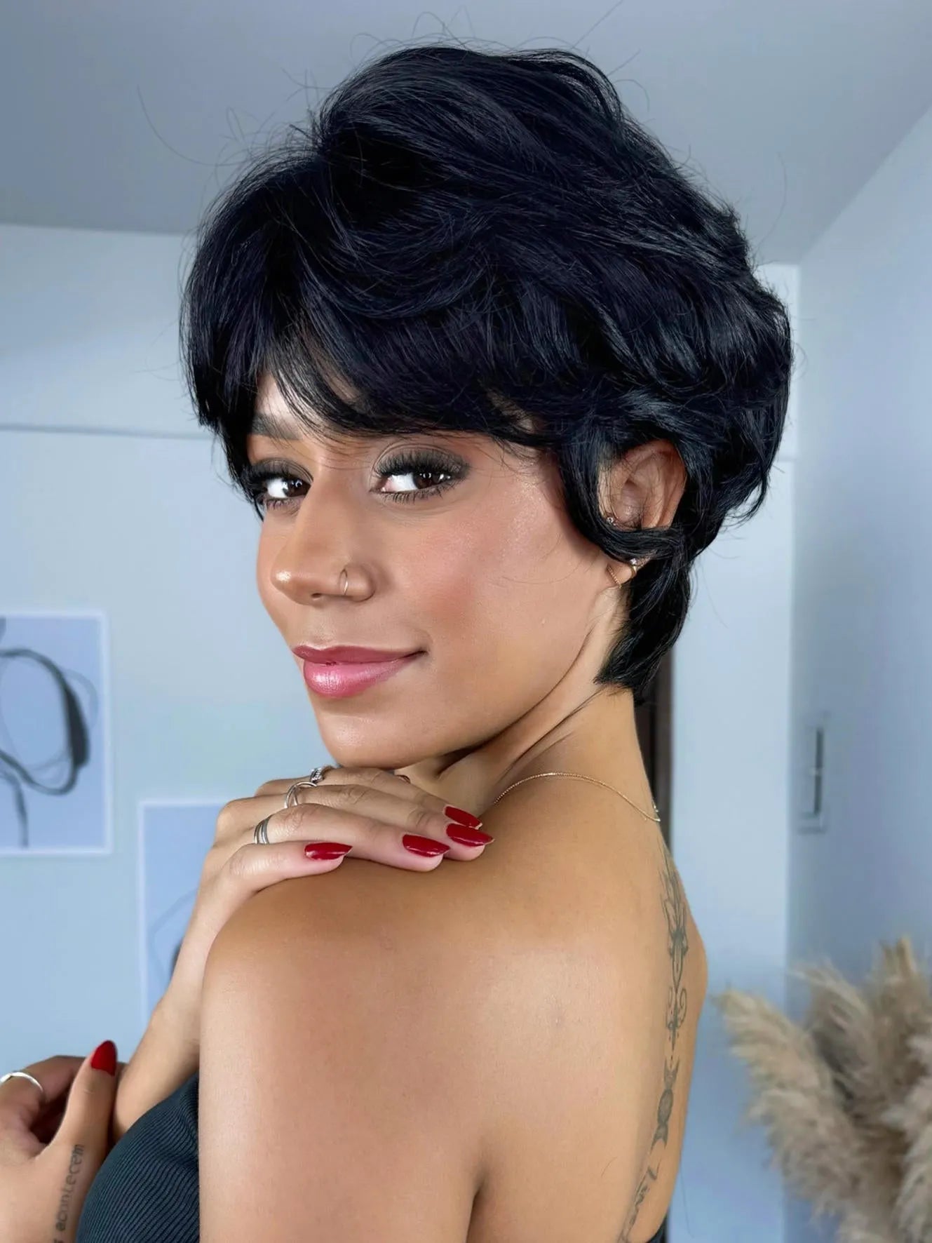 Peruca Wig Humana Iris Preta