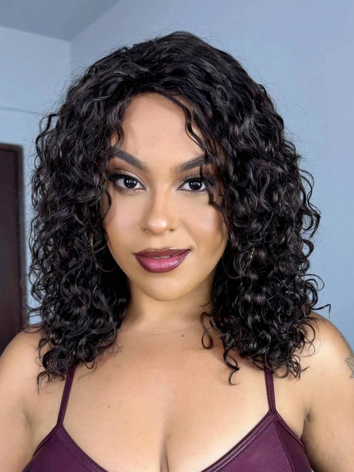 Peruca Wig Humana Mali Castanho Escuro Cacheada