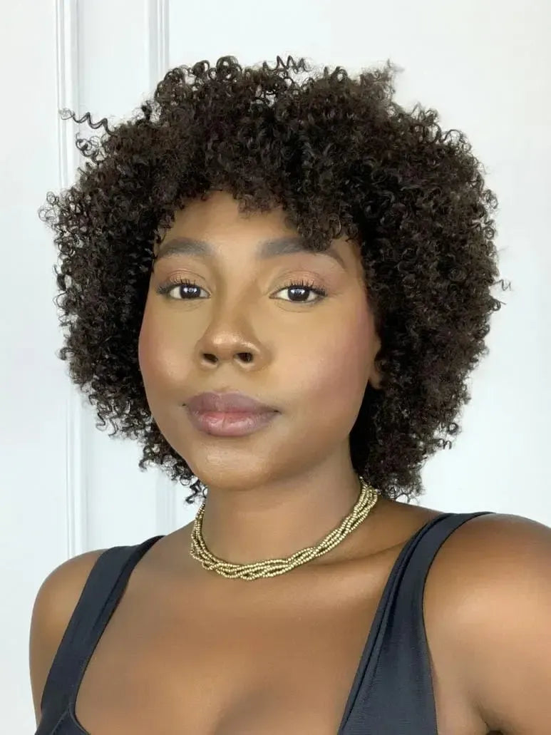 Peruca Wig Humana Niki Castanho Cacheada