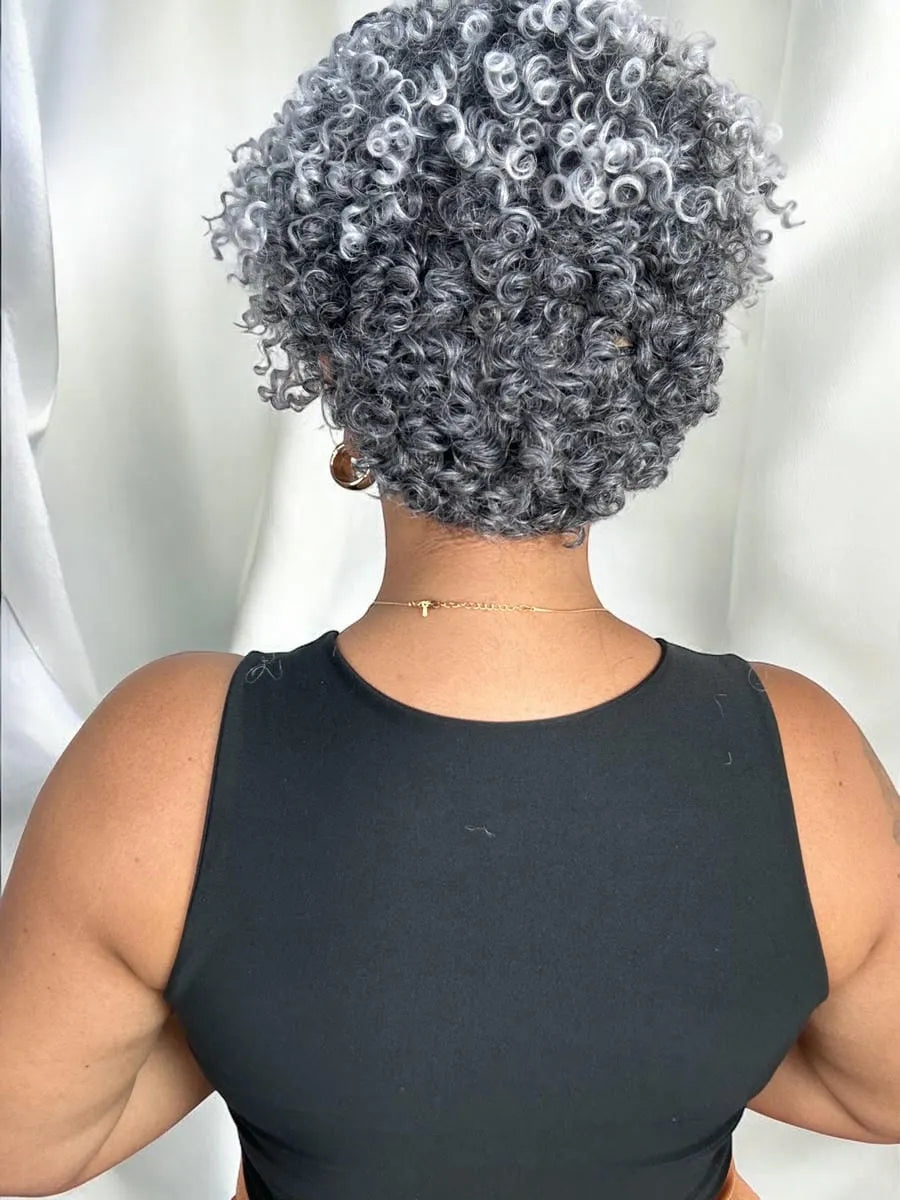 Peruca Wig Tik Tok Grisalha Cacheada