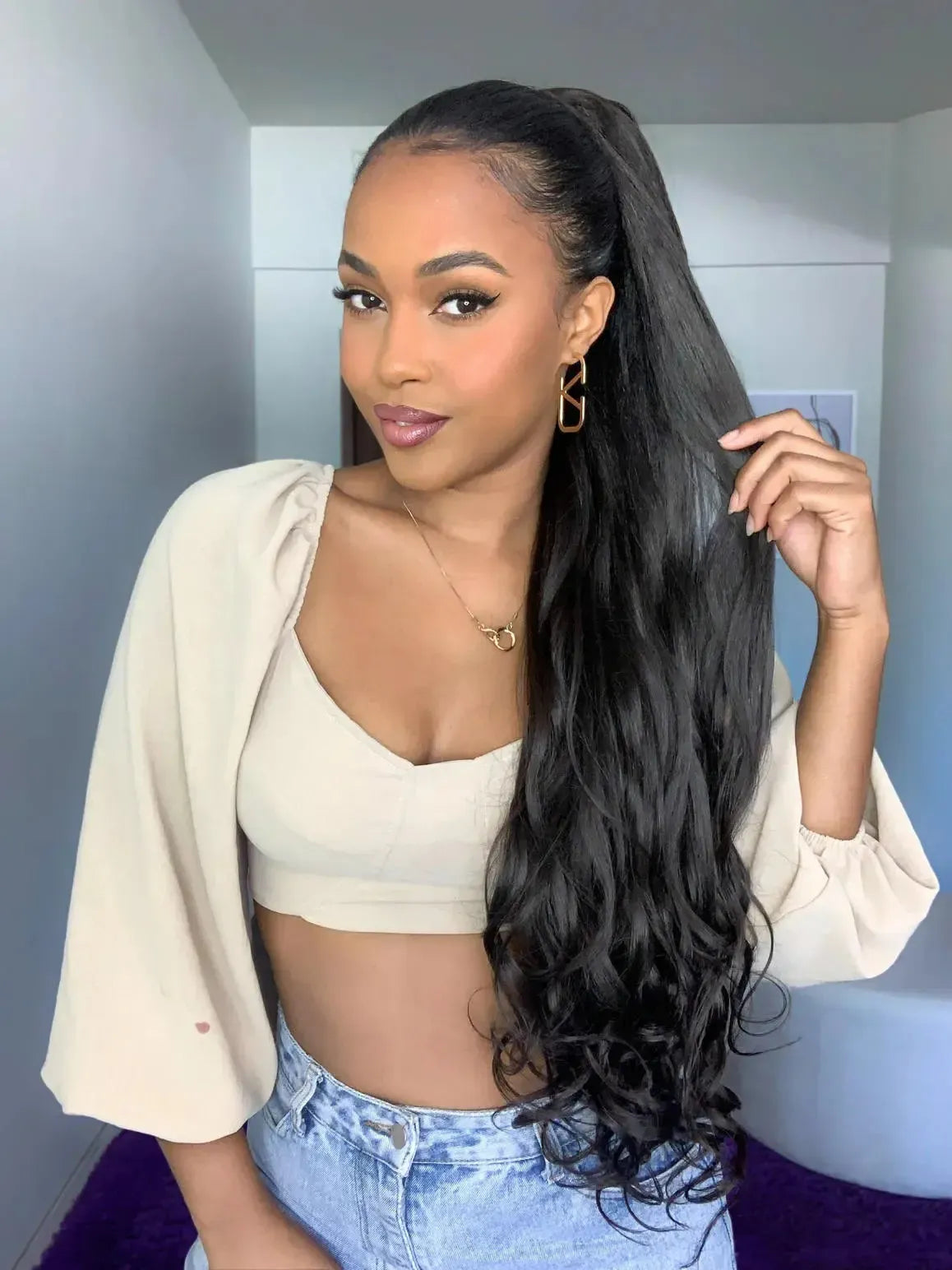 Rabo de Cavalo Podo Wave 80cm - Castanho 4