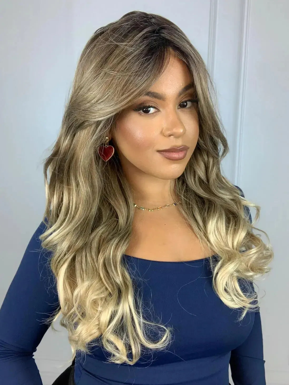 Wig Xavia Loiro Ondulada Franja